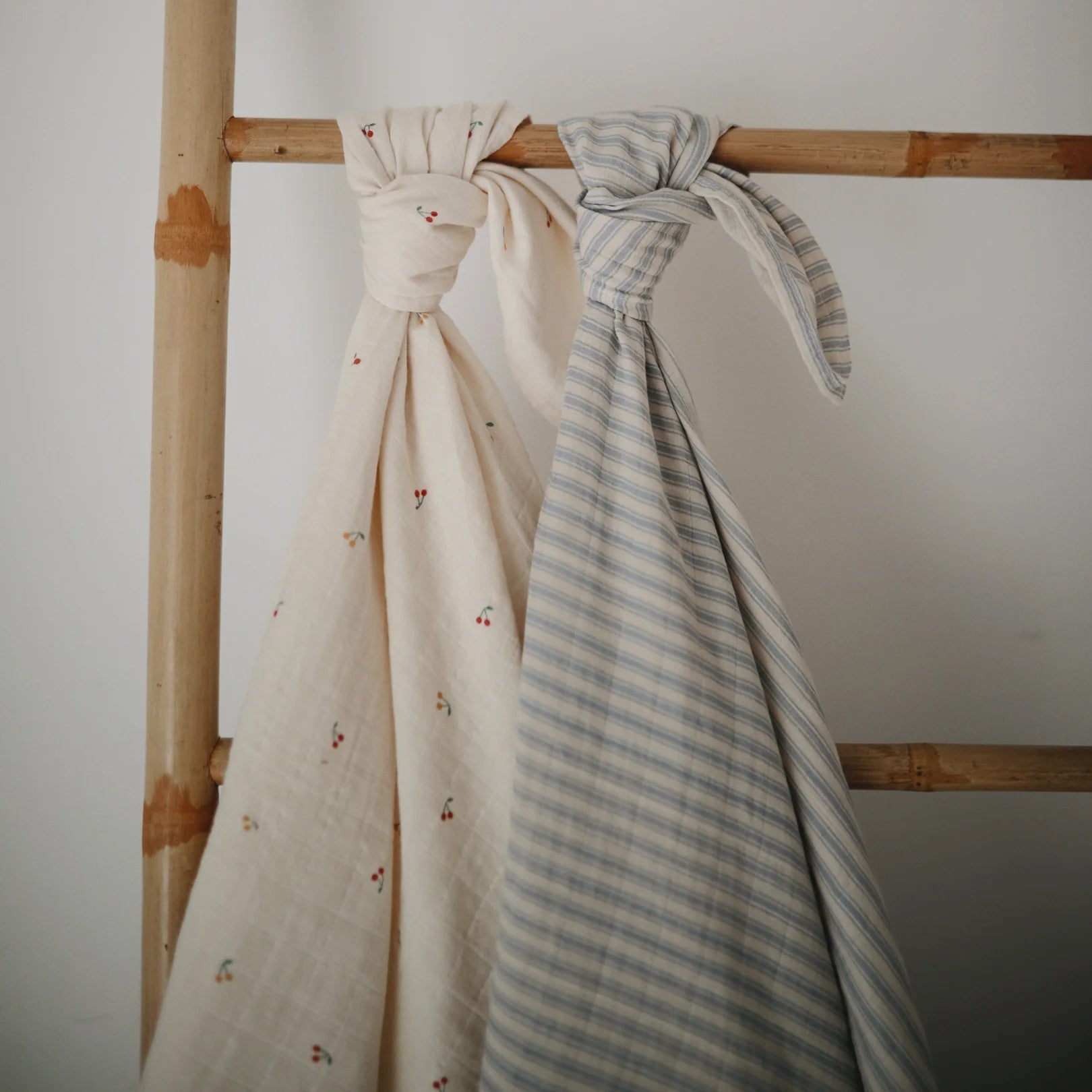 Mushie Organic Muslin Swaddle - Sage Stripes - Little Reef and Friends