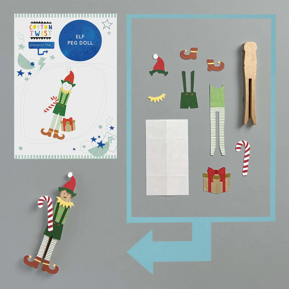 Cotton Twist Make Your Own - Elf Peg Doll Kit - Little Reef and Friends