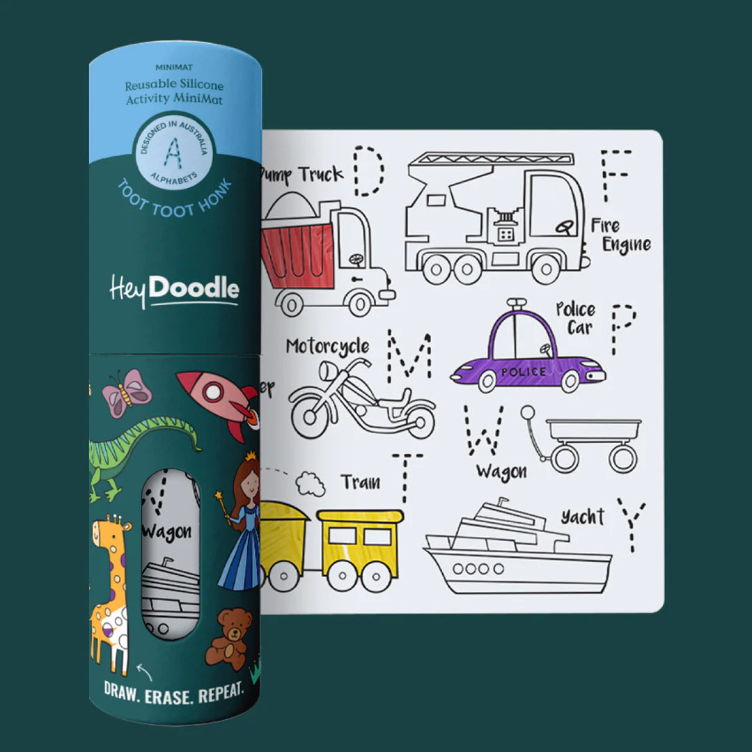 HeyDoodle Reusable Mini Playmat - Toot Toot Honk - Little Reef and Friends