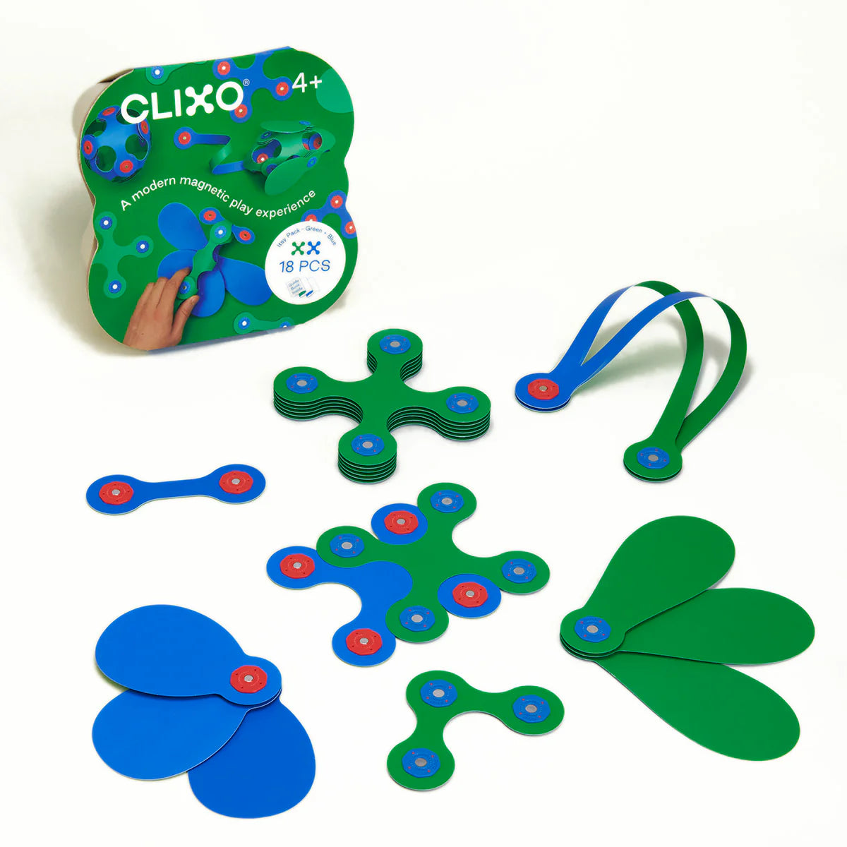 Clixo Itsy Pack | 18pc - Green/Blue - Little Reef and Friends