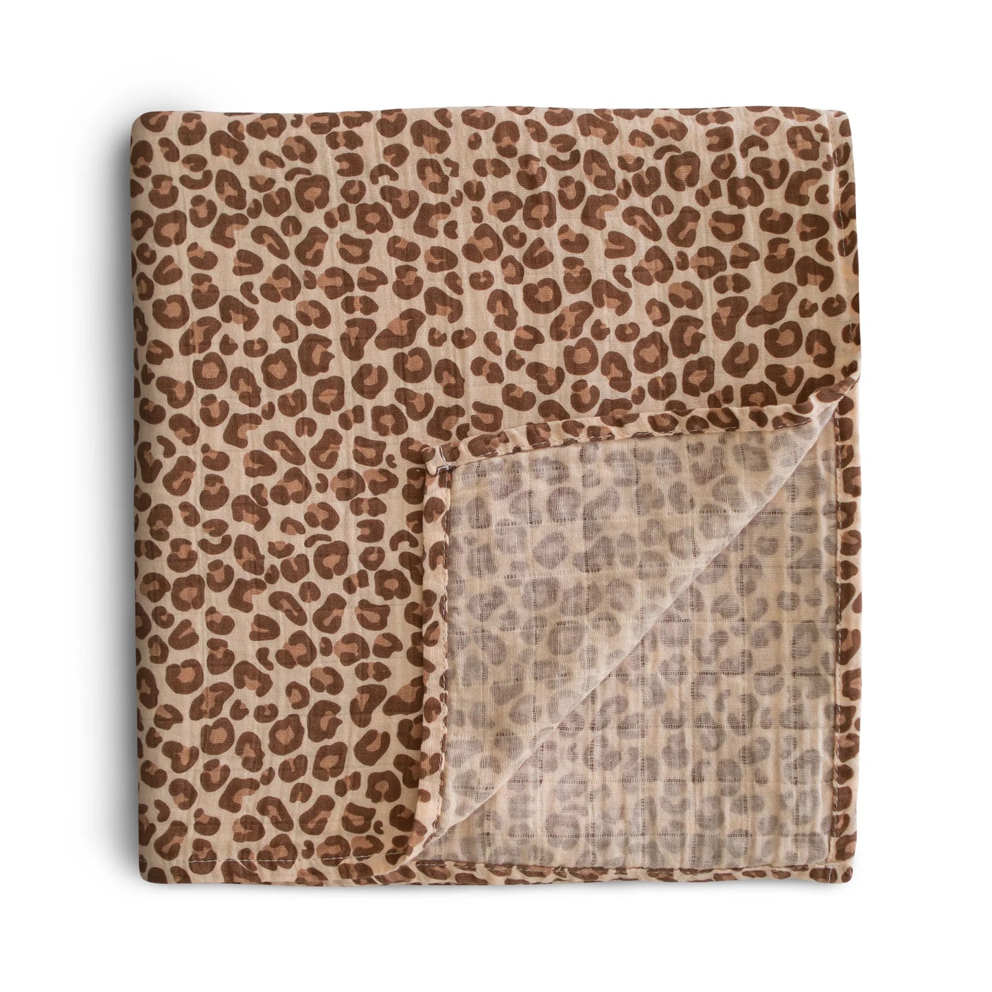 Mushie Organic Muslin Swaddle - Leopard - Little Reef and Friends