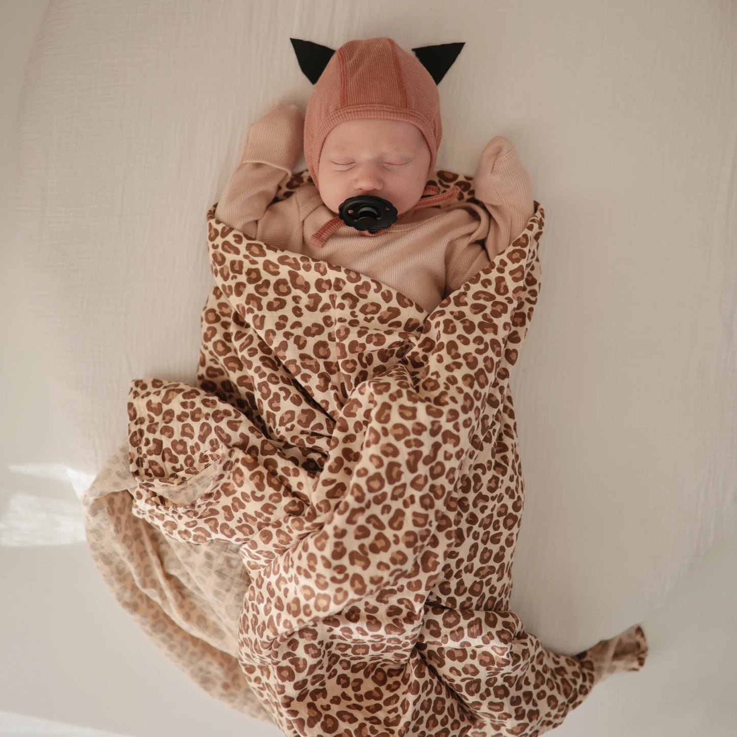 Mushie Organic Muslin Swaddle - Leopard - Little Reef and Friends