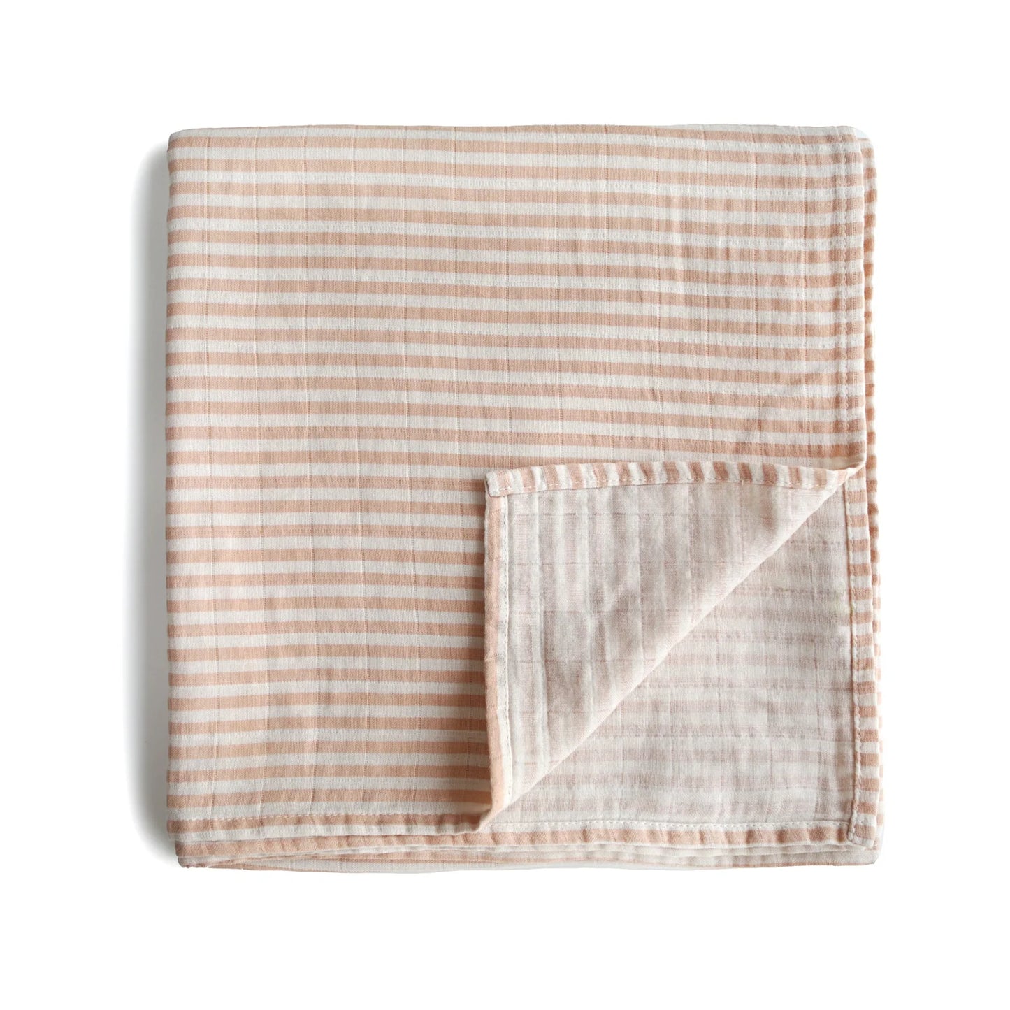 Mushie Organic Muslin Swaddle - Natural Stripes - Little Reef and Friends