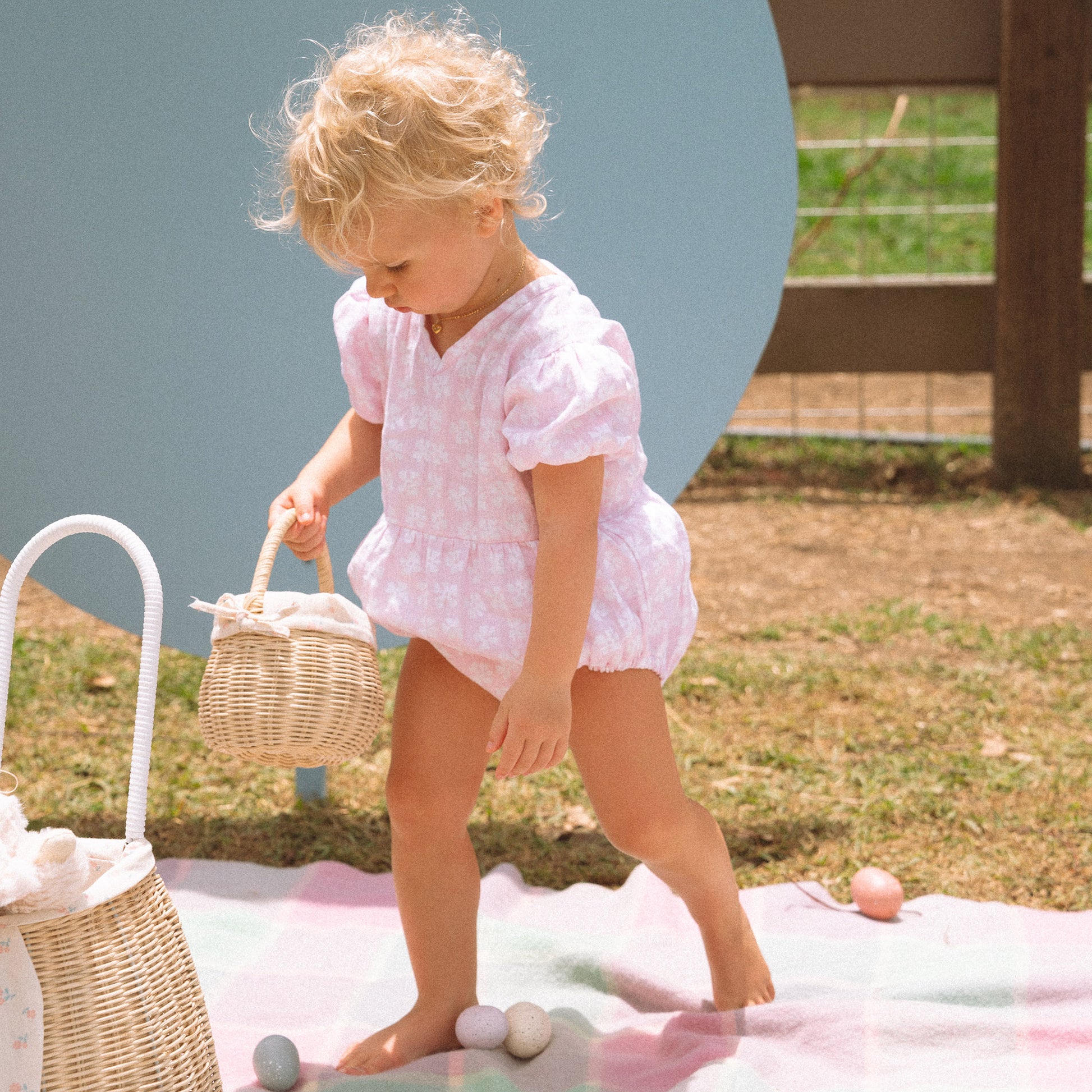 Olli Ella Rattan Berry Basket with Lining - Pansy - Little Reef and Friends