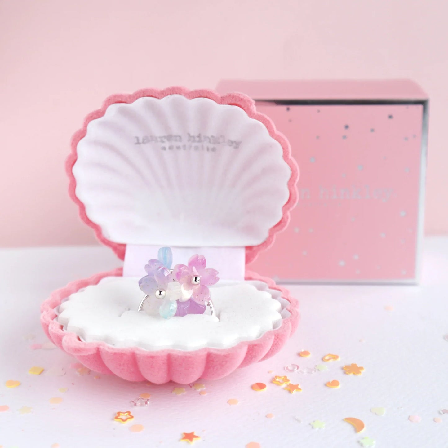 Lauren Hinkley Ring In Velvet Shell Box - Pretty Posy - Little Reef and Friends