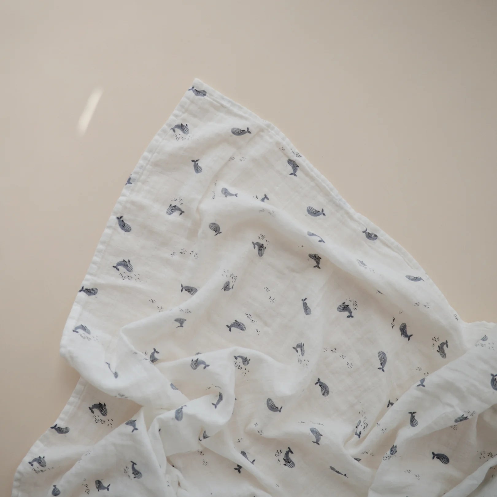 Mushie Organic Muslin Swaddle - Whales - Little Reef and Friends