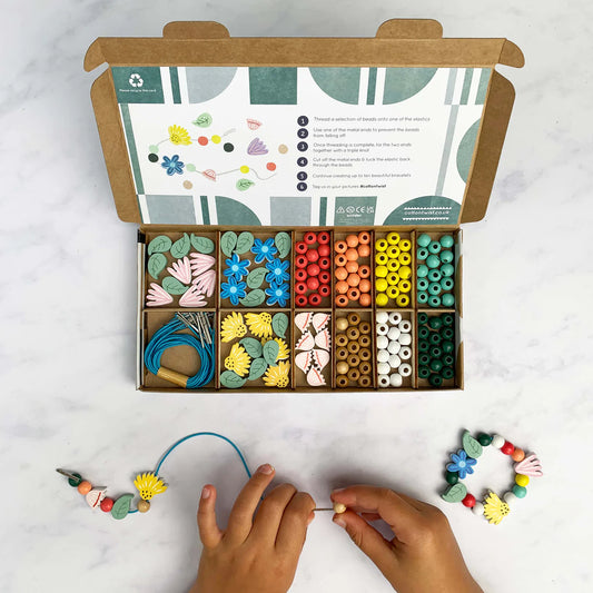 Cotton Twist Wooden Bracelet Making Kit - Wildflowers - Little Reef and Friends