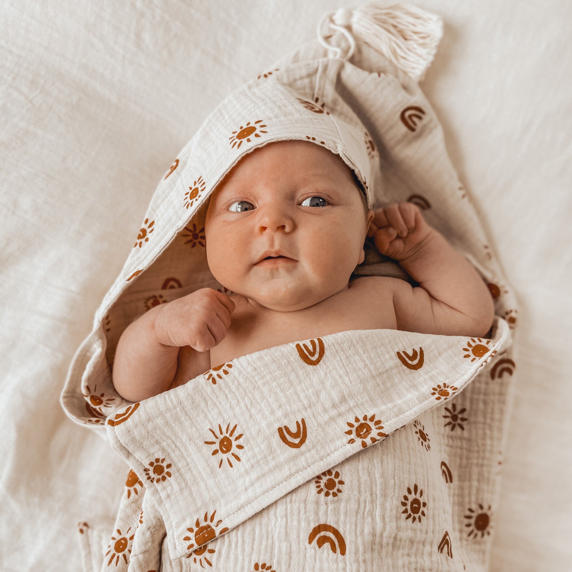 Organic Hooded Baby & Toddler Towel - Sunny Sand/Amber - Little Reef and Friends