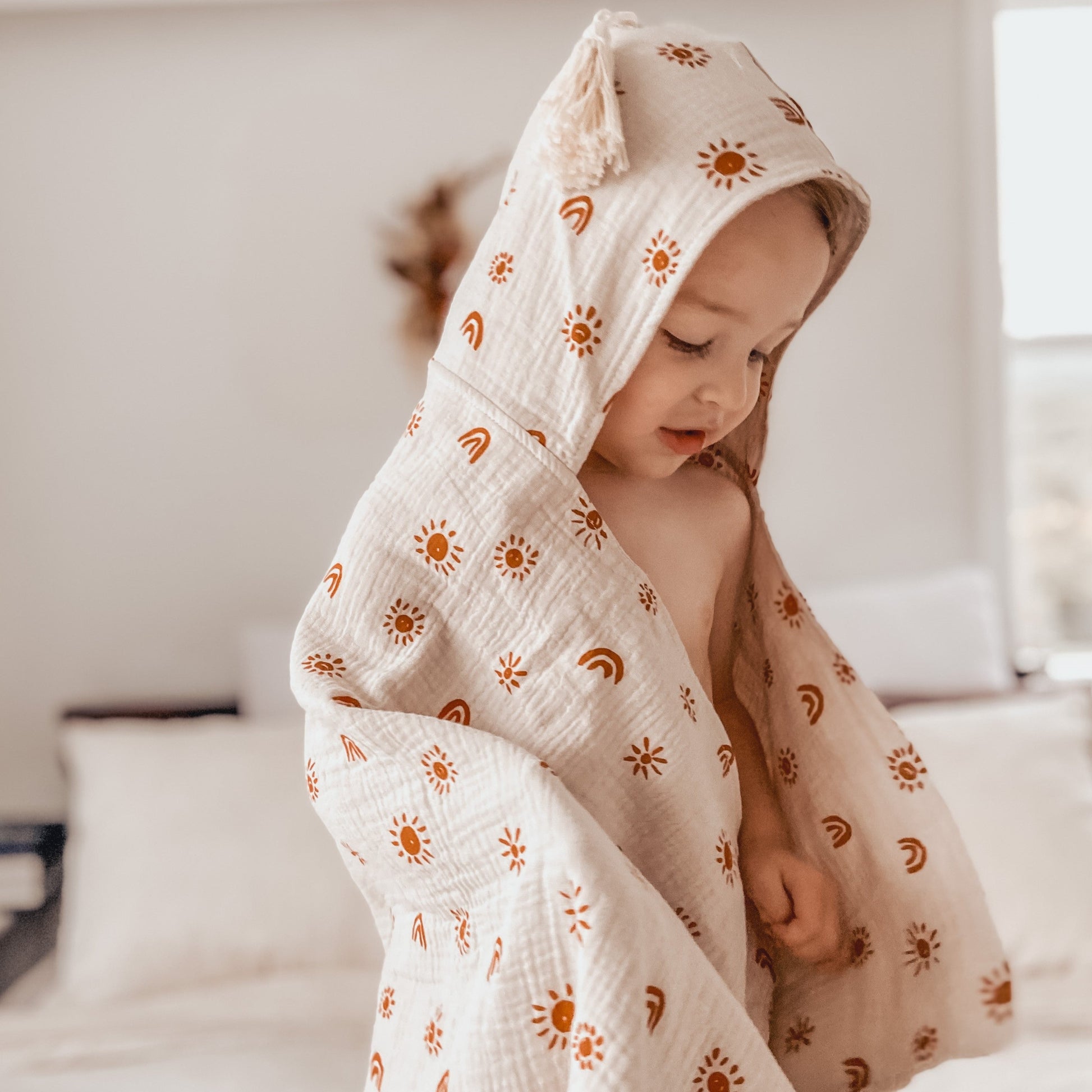 Organic Hooded Baby & Toddler Towel - Sunny Sand/Amber - Little Reef and Friends