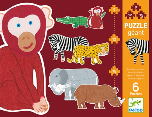 Henri & Safari Friends Progressive Puzzle - Set Of 6 - Little Reef and Friends