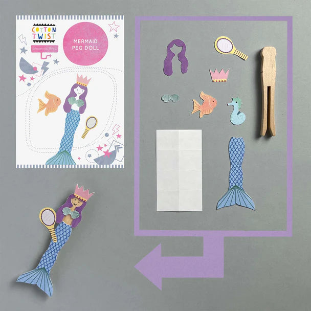 Make Your Own - Mermaid Peg Doll Kit - Little Reef and Friends