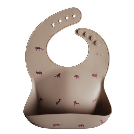 Silicone Baby Bib - Brown Safari - Little Reef and Friends