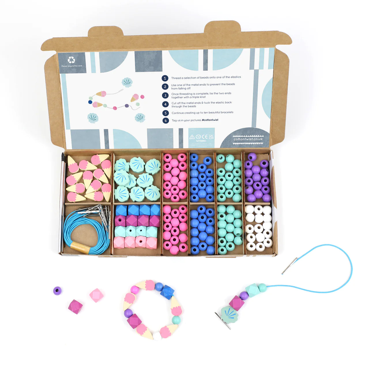 Wooden Bracelet Making Kit - Seaside & Shells - Little Reef and Friends