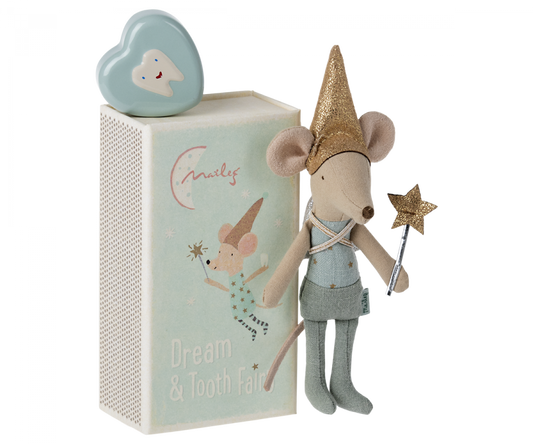 Tooth Fairy Mouse in Matchbox - Blue - Little Reef and Friends