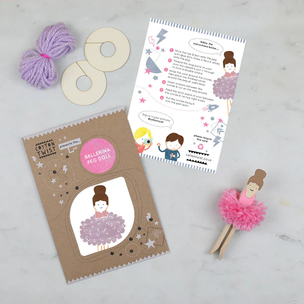 Make Your Own - Pom Pom Ballerina Peg Doll Kit - Little Reef and Friends