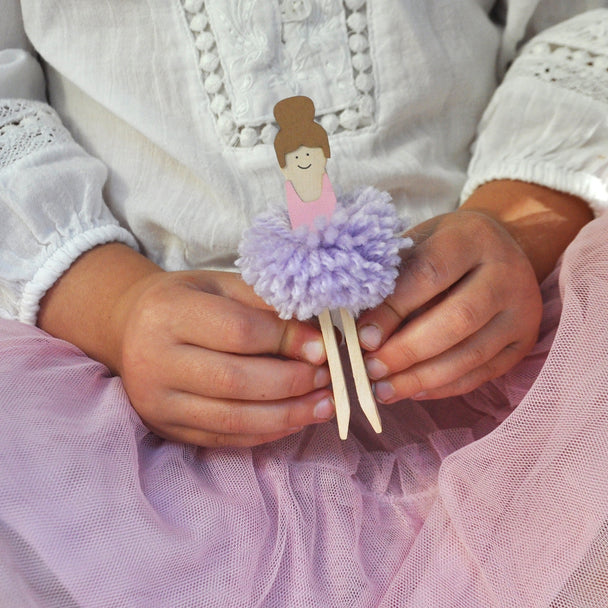 Make Your Own - Pom Pom Ballerina Peg Doll Kit - Little Reef and Friends